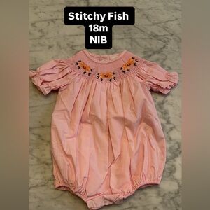 Pink Gingham Baby Bubble Romper with spider halloween Smocking